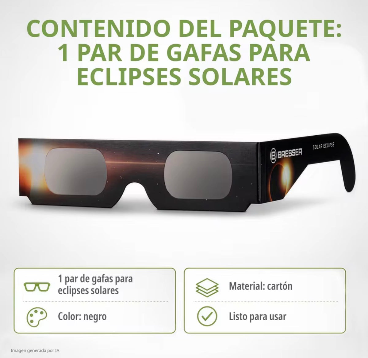 Gafas para Eclipse Solar - Certificadas ISO 12312-2