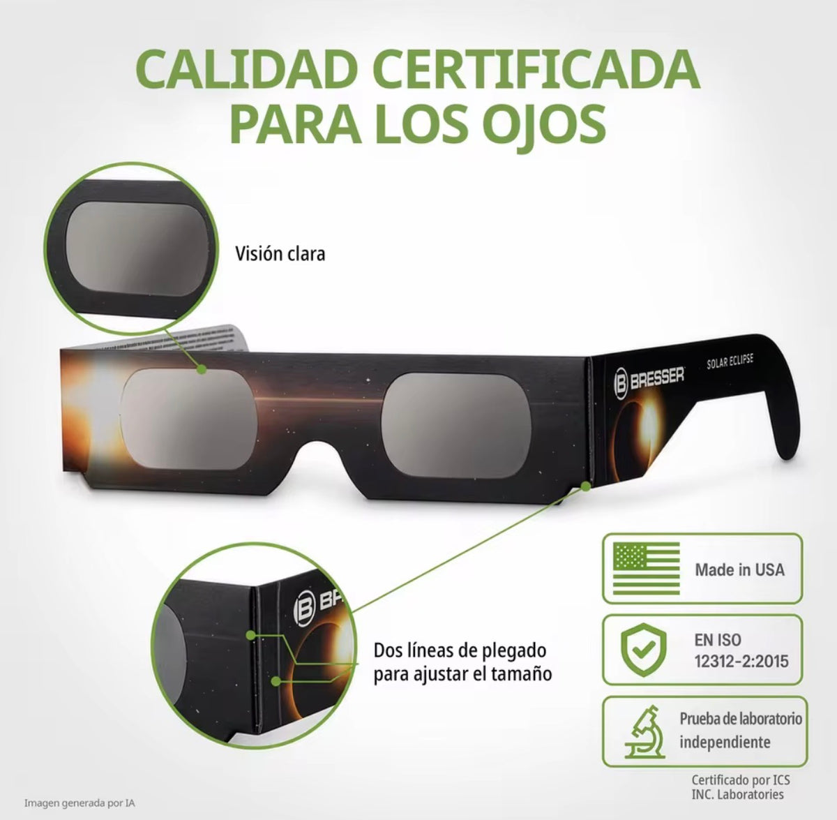 Gafas para Eclipse Solar - Certificadas ISO 12312-2